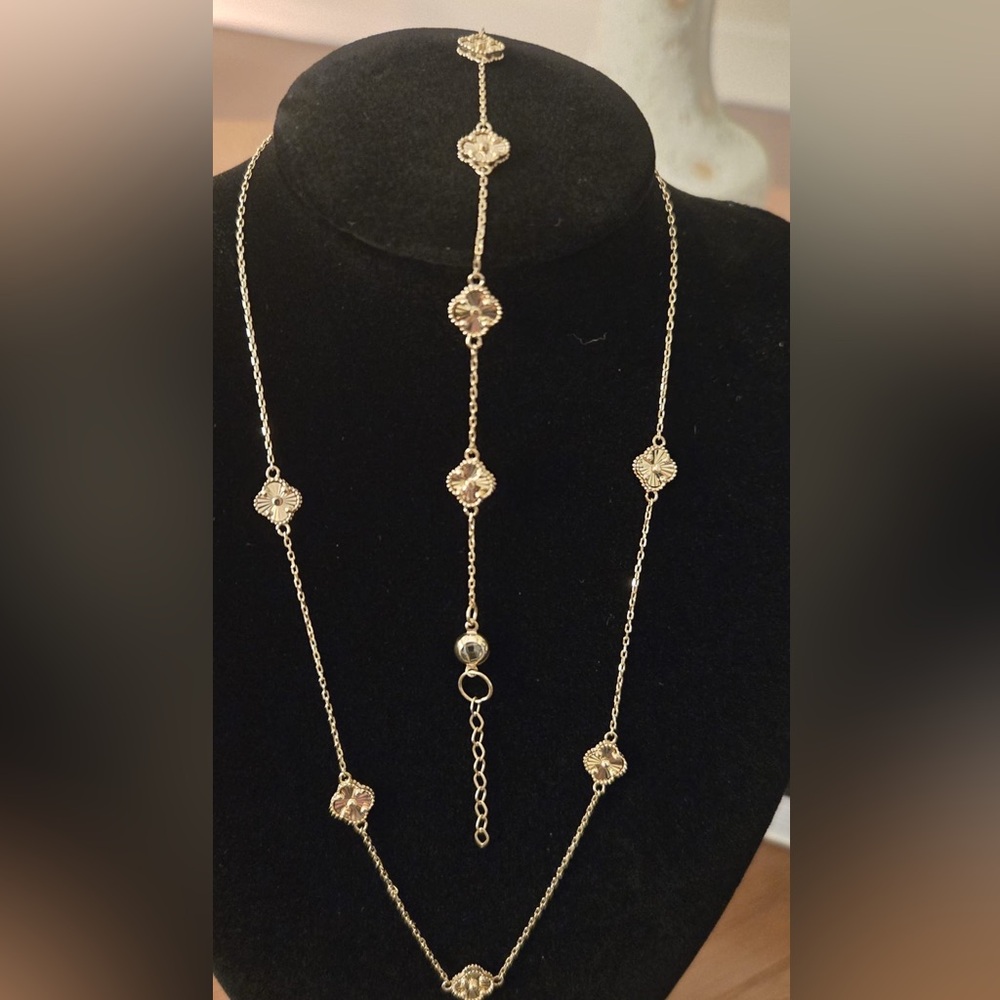 Set Necklace and Bracelet Clover 14K